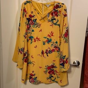 Yellow floral long sleeve dress